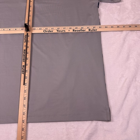 Puma Golf PWR Cool Polo Mens Large Grey With Stripes Short Sleeve Stretch EUC - Picture 4 of 7